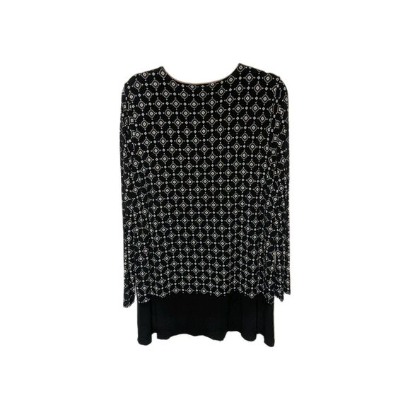 J. Jill Top Tunic Shirt Wearever Collection Sz L Black White Oversized Office - Picture 6 of 9